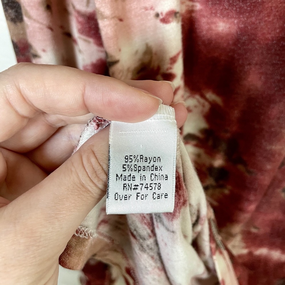 Vintage 90s y2k Cache Size Large Blouse - Red Tie Dye Half Button Luxury - Picture 10 of 11